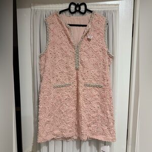 Pink Sleeveless Textured Dress